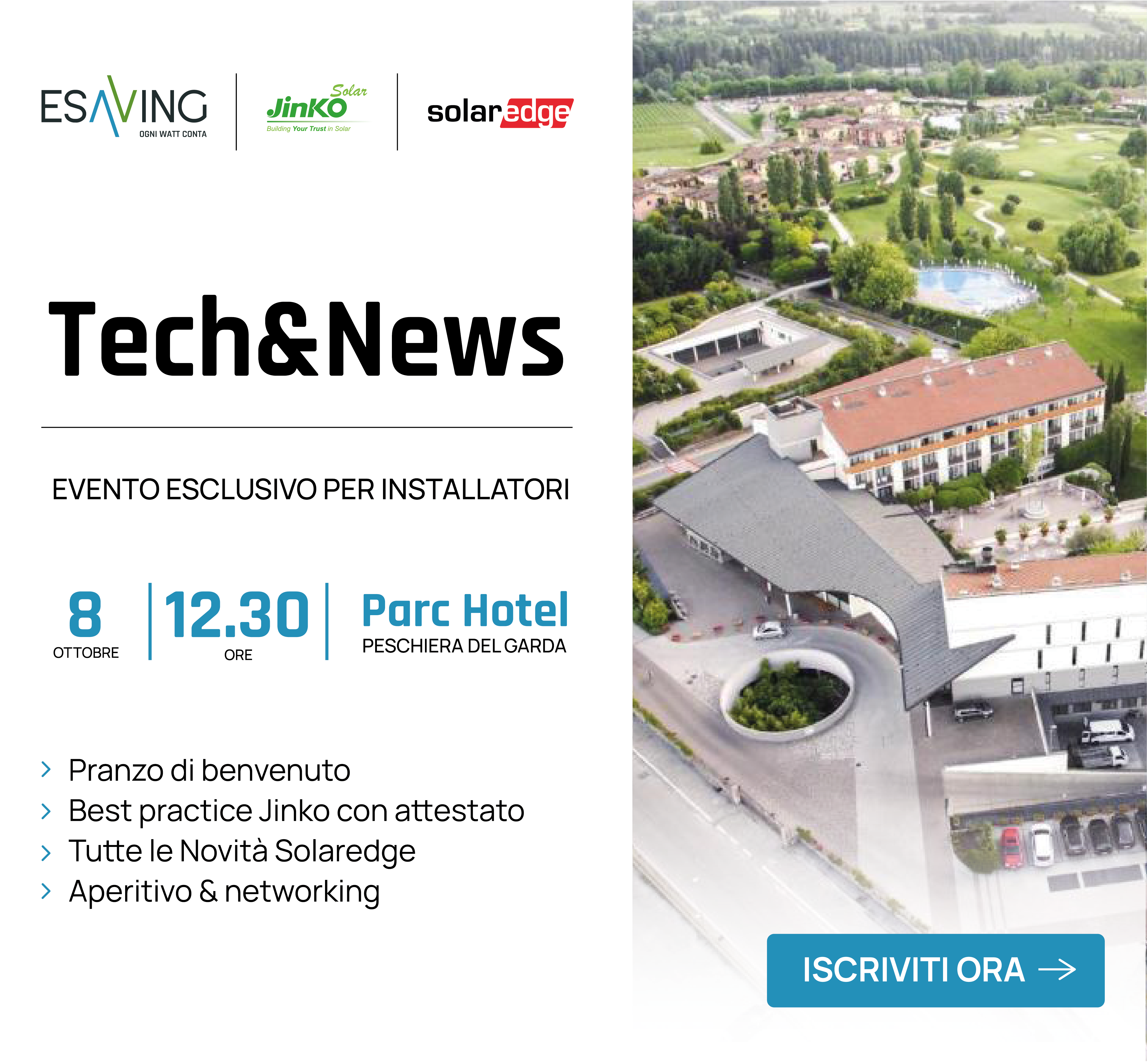 Tech&News: technical training with Jinko and SolarEdge in Peschiera del Garda on October 8